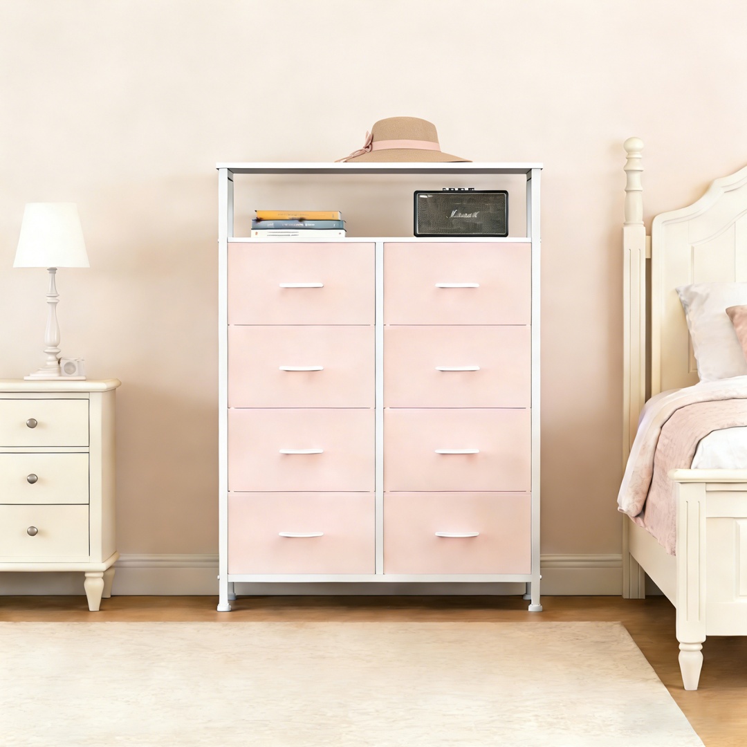 8-Drawer Fabric Dresser With Open Shelf, 45.9-inch Tall Storage Cabinet For Bedroom Closet Organization image 5