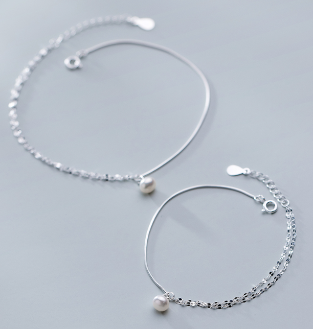 Title 5, S925 Silver Bracelet Female Temperament Pearl D...