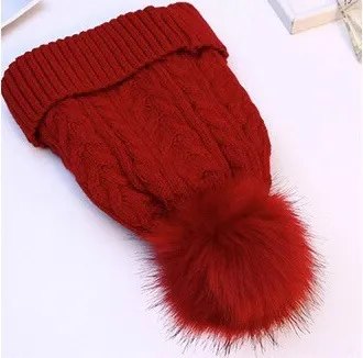 Add Cashmere Double layer Wool Outdoor Warm Knitted Hat Wine Red - Shop at LoveMi