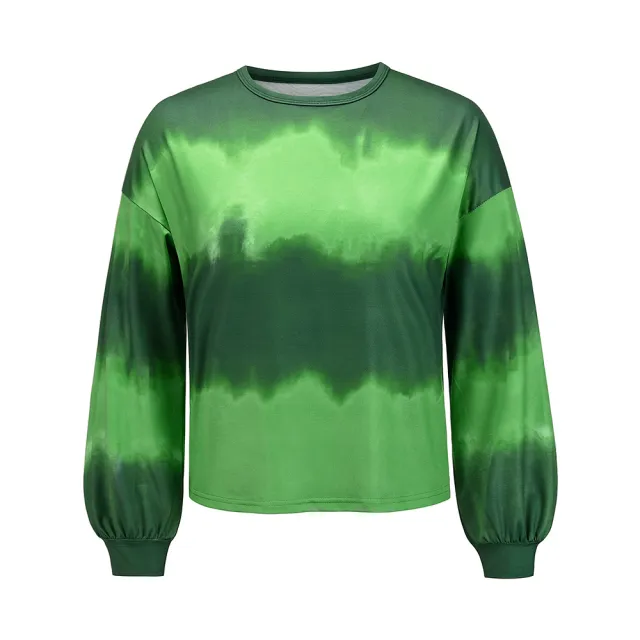 New European And American Foreign Trade Casual Round Neck Long sleeved Sweater Jacket Green - Shop at LoveMi