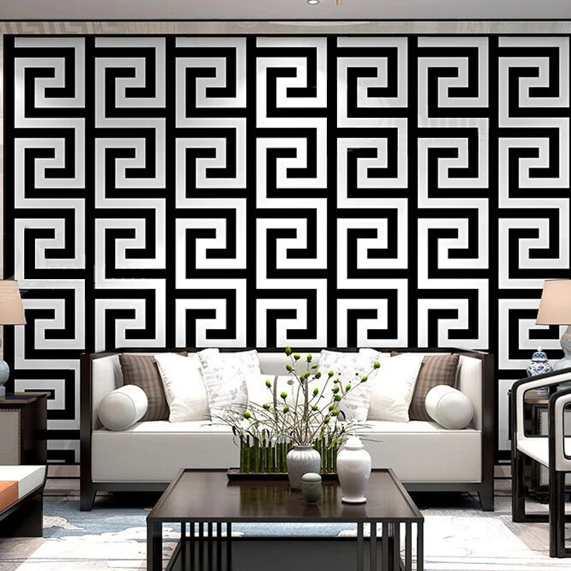 Debona Athena Greek Key Metallic Glitter Wallpaper All Colours-White Black — image 6
