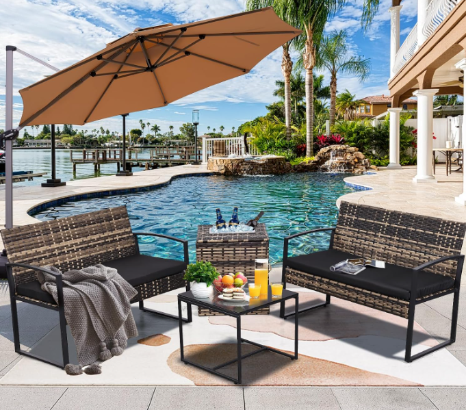 4 Piece Wicker Patio Set