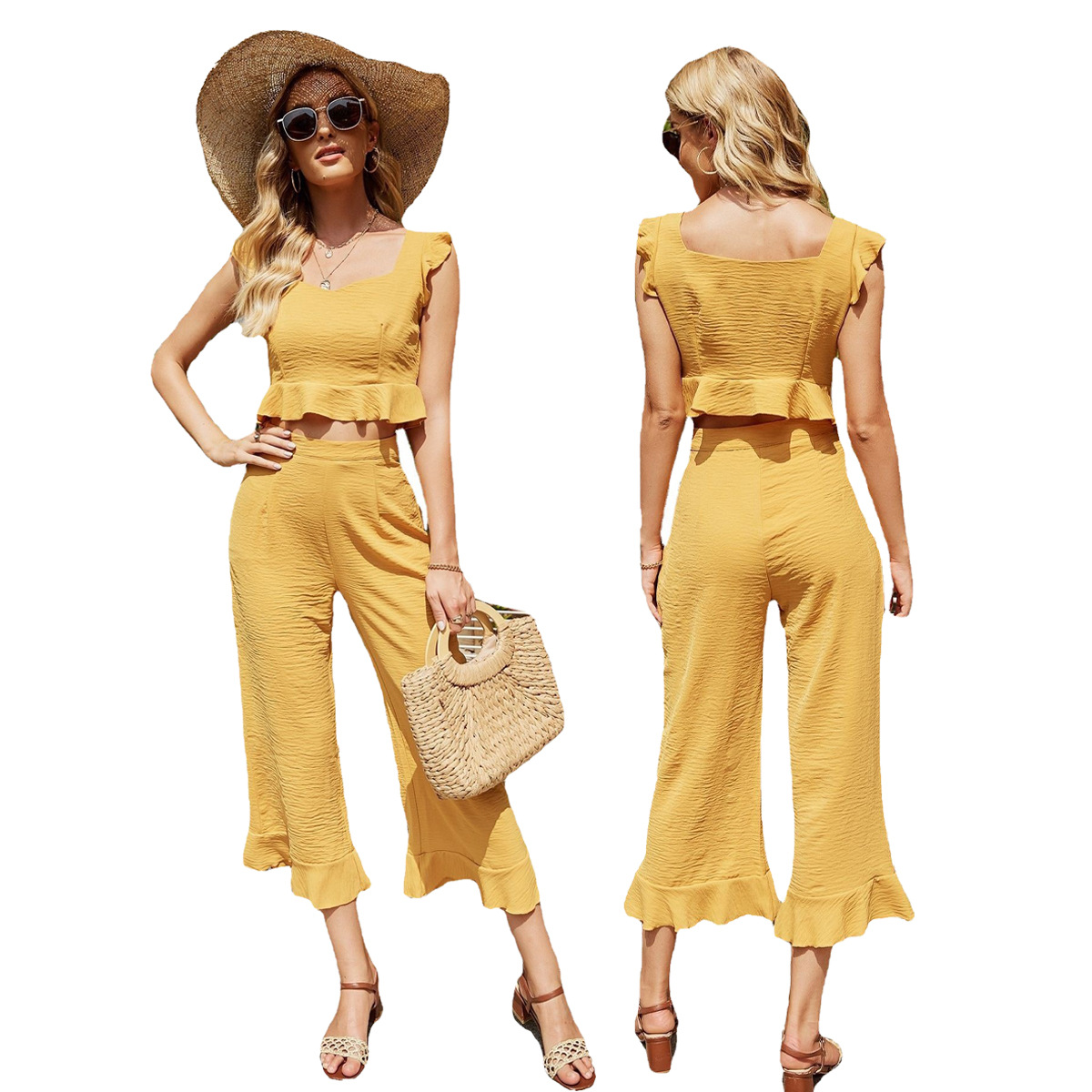 Title 7, European And American Fashion Flared Pants Suit