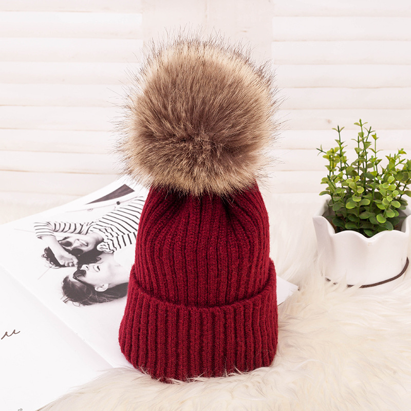 Adult Winter Hat Thickened Warmth Dark Buckle Ball