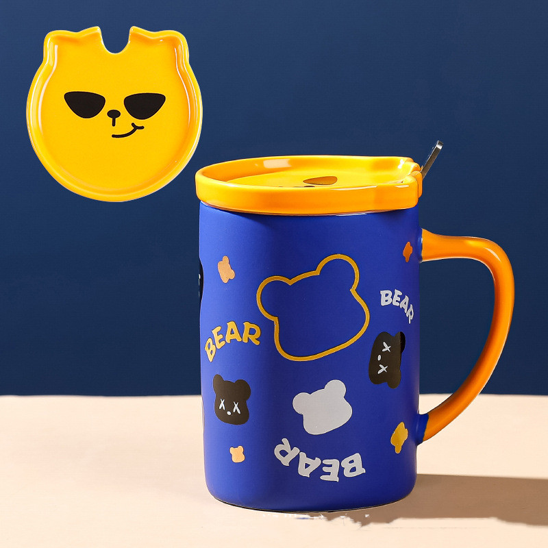 Title 5, Office Female Cute Bear Household Mug With Lid ...