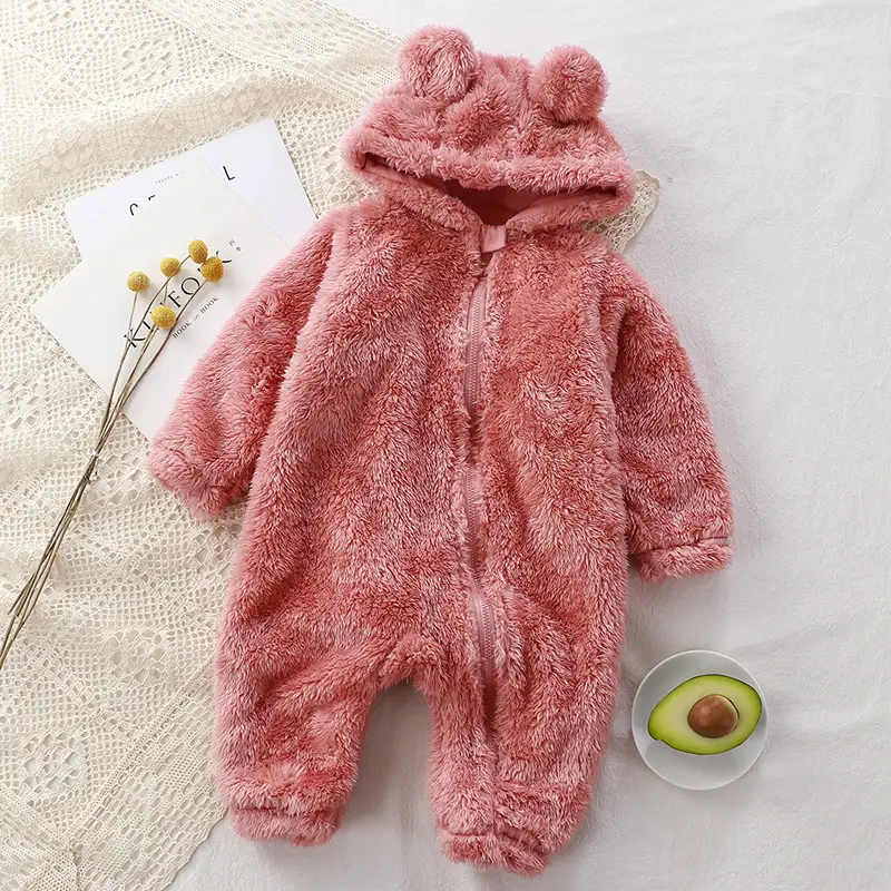 Plush Overcoat With Long Sleeves And Hooded Bear Coat