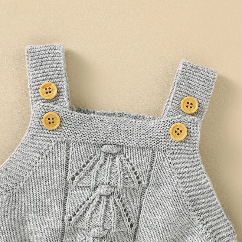 Baby Knitted Sling Solid Color Fart Romper Jumpsuit