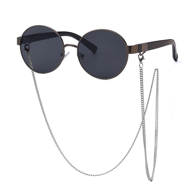 Title 5, Small Round Frame Sunglasses With Chain