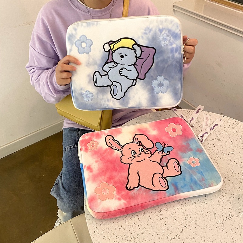 Embroidered Rabbit Tie-Dye Computer Organizer