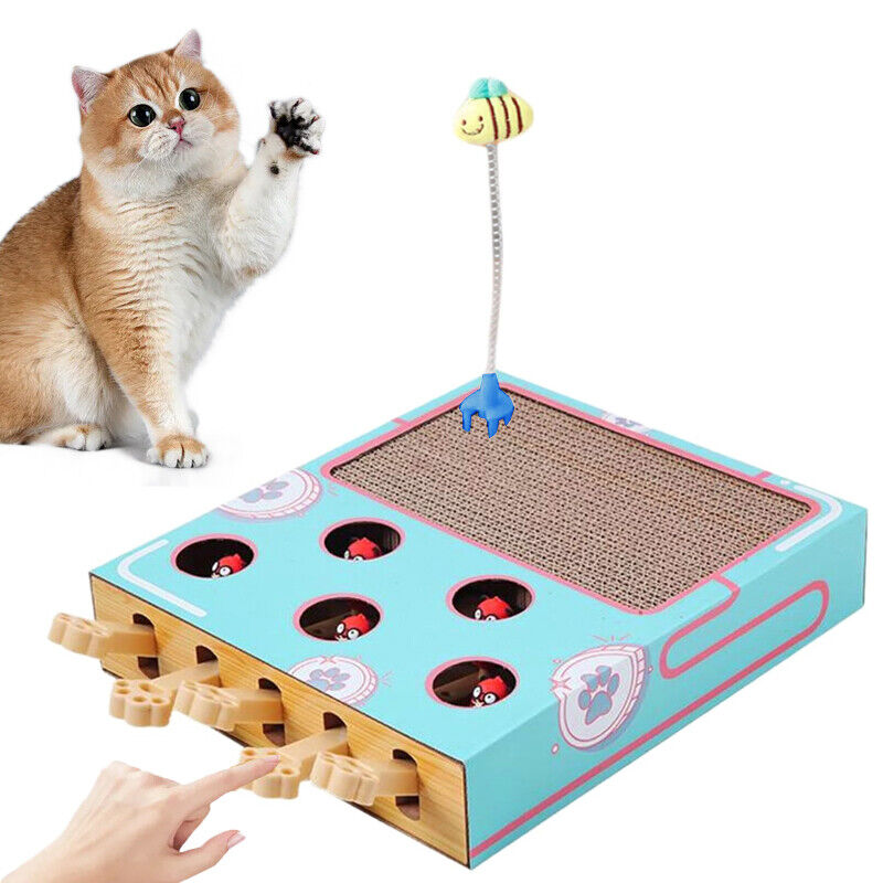 Cat Toy Whack-a-Mole Cat Scratching Board Toy Grinding Claw Rest Play Funny Cat