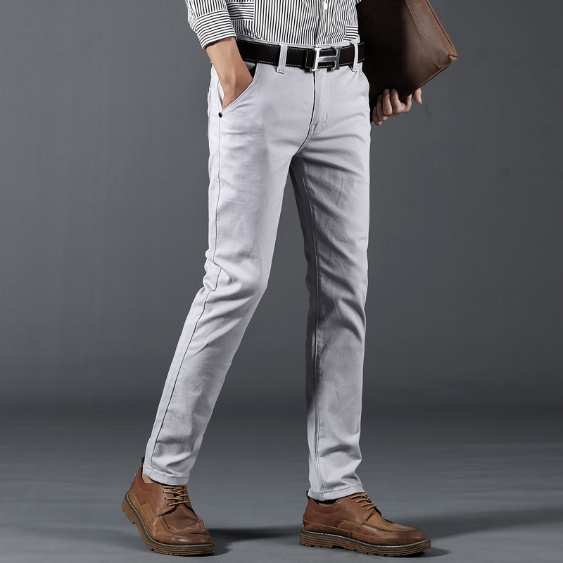 Stretch Solid Color Men's Business Straight-leg Casual Pants
