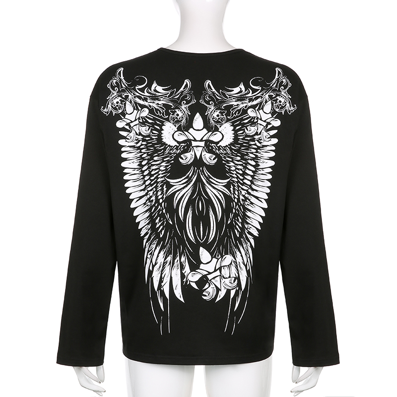 Autumn And Winter New Retro Dark Millennial Style Personality Printed Top