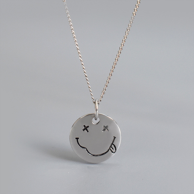 Women's Sterling Silver Necklace Cute  Retro Doing Old Pendant