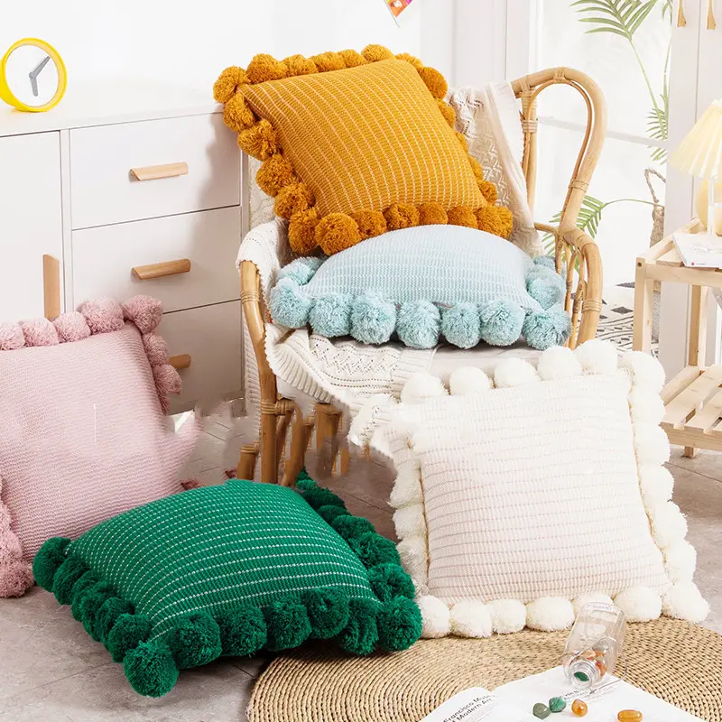 Throw Pillow Bed Sofa Cushion Waist Knitted