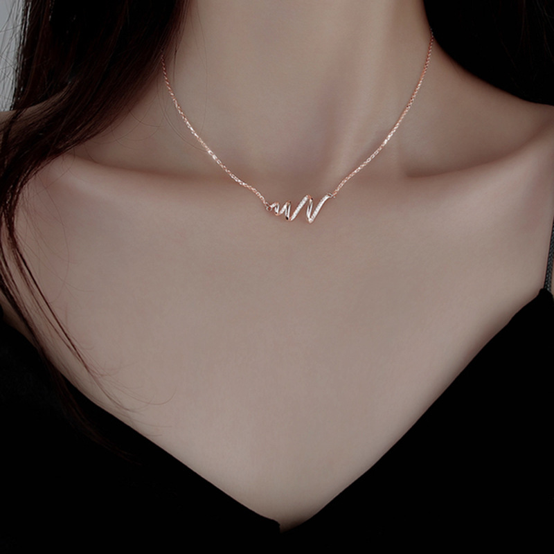 Heartbeat Necklace S925 Sterling Silver Net Red Same Style ECG Jewelry