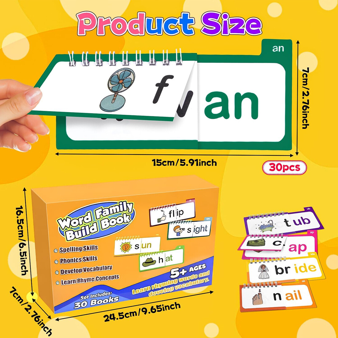 30 Read And Rhyme Flip Books,Word Families Flash Cards, Sight Word — image 6