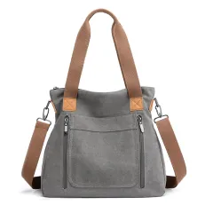 Women Totes All-match Portable Large-capacity Female Canvas Bag Female Casual Shoulder Bags - Grey - View 1