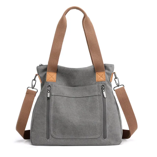 Women Totes All match Portable Large capacity Female Canvas Bag Female Casual Shoulder Bags Grey - Shop at LoveMi