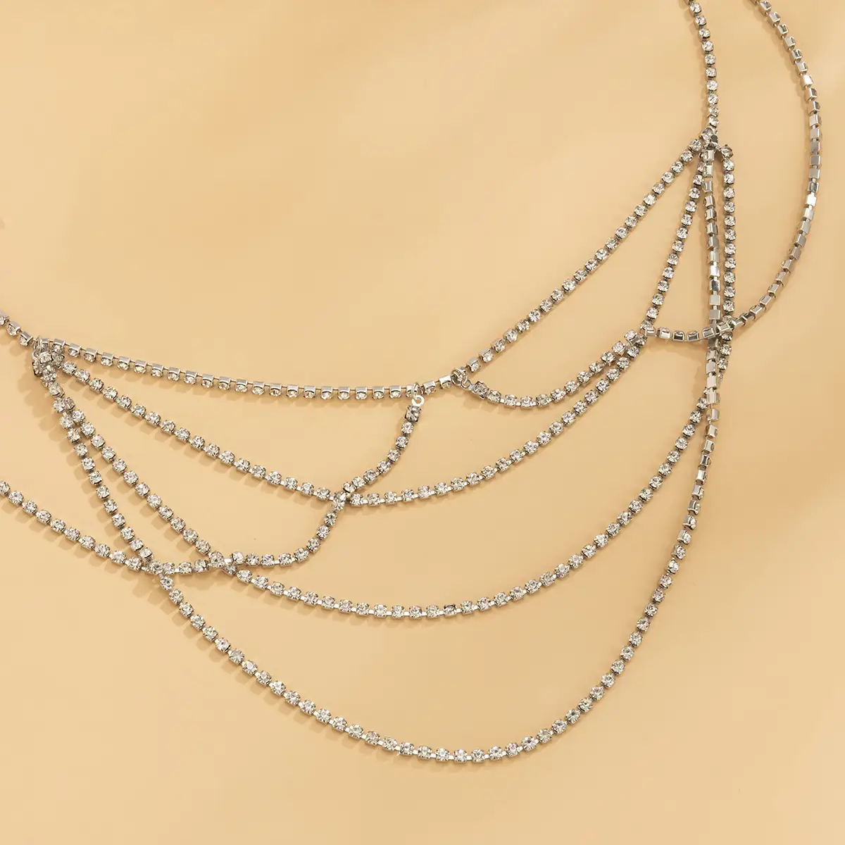 Metal Claw Chain Diamond U-Shaped Tassel Waist Chain