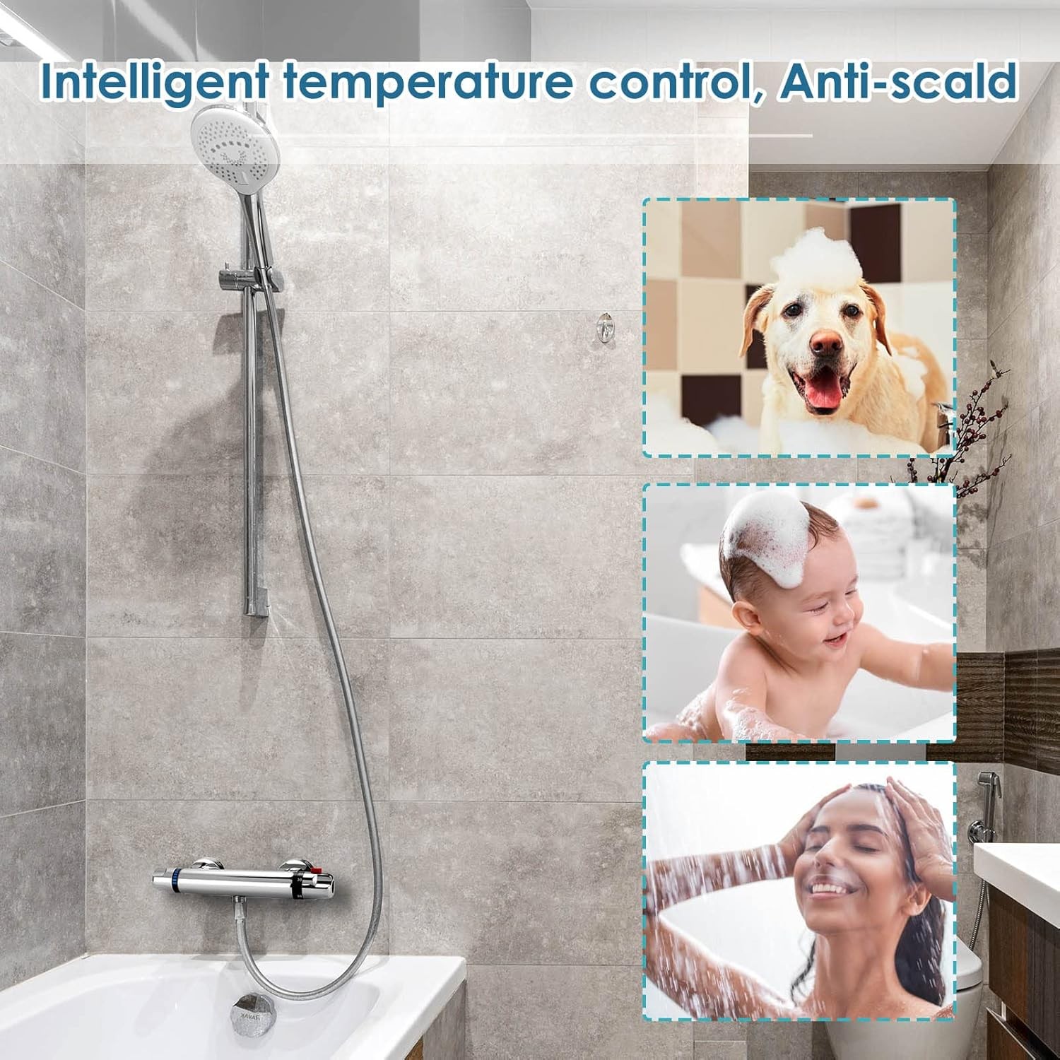 Bathroom Exposed Bar Thermostatic Shower Mixer Valve Tap Chrome 1 2 Outlet New