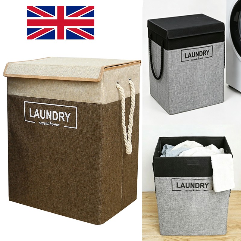Laundry Basket Dirty Washing Clothes Storage Folding Bin Bag Hamper With Lid — image 7
