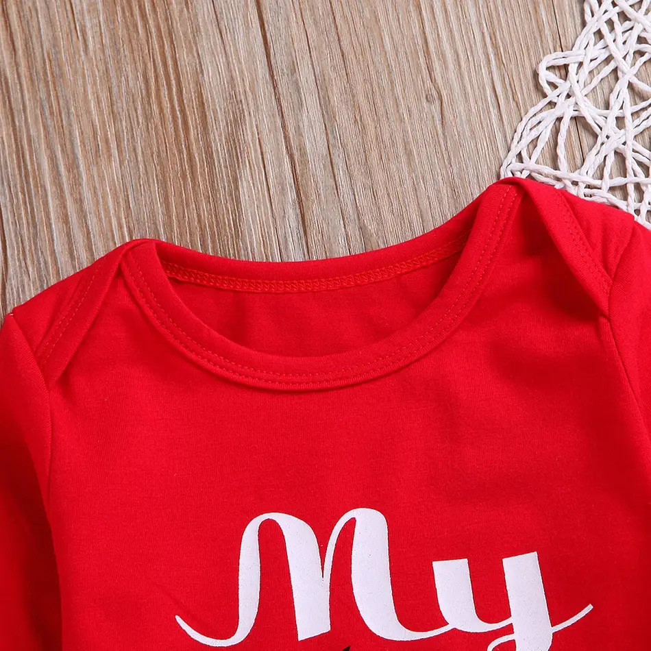 Christmas Long-sleeved Letter One-piece Romper Romper Three-piece Suit