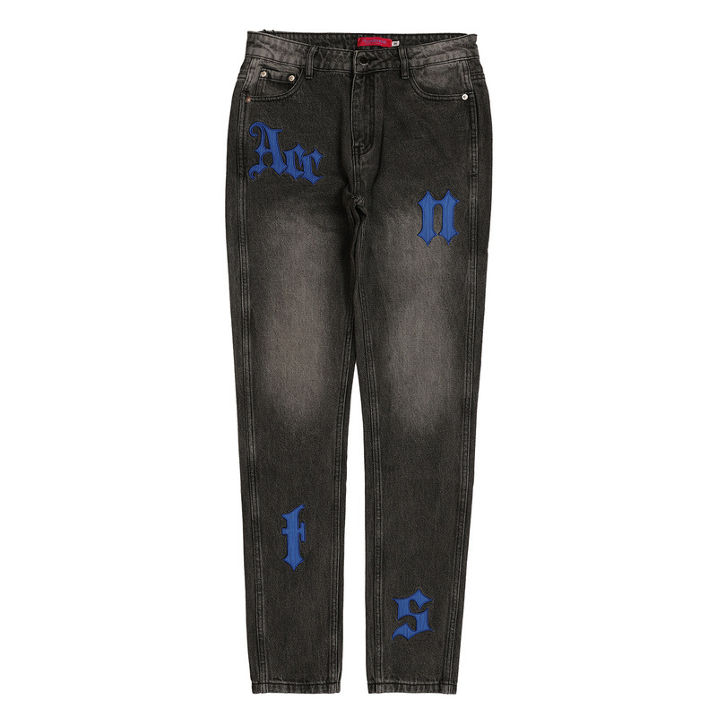 Title 2, Jeans Vintage Hombre con Parches de Letras, Bor...