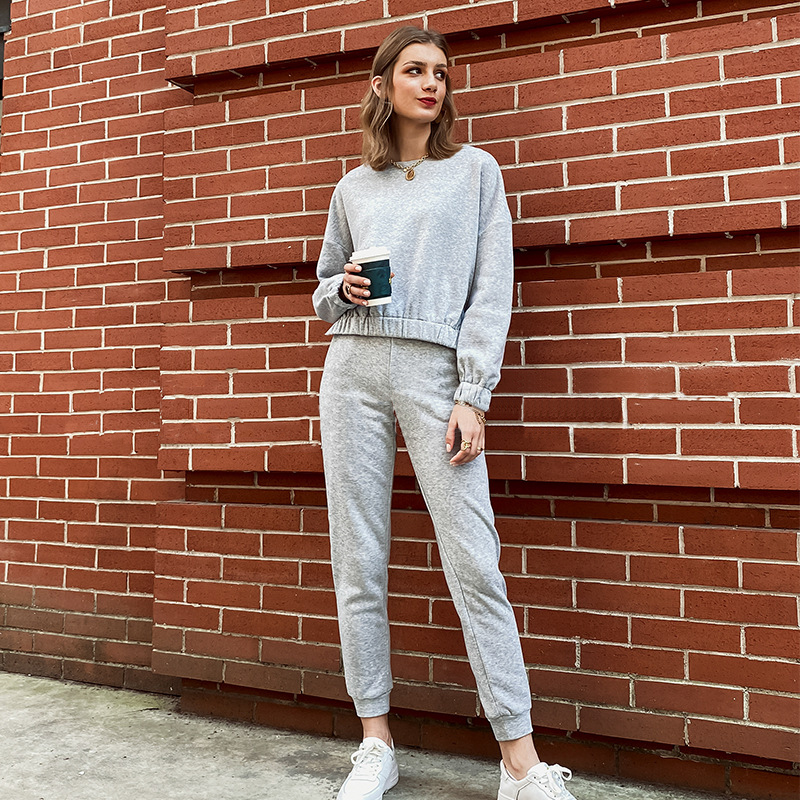 Spring Ladies Comfortable Suit Trousers Casual European And American Solid Color Sweater