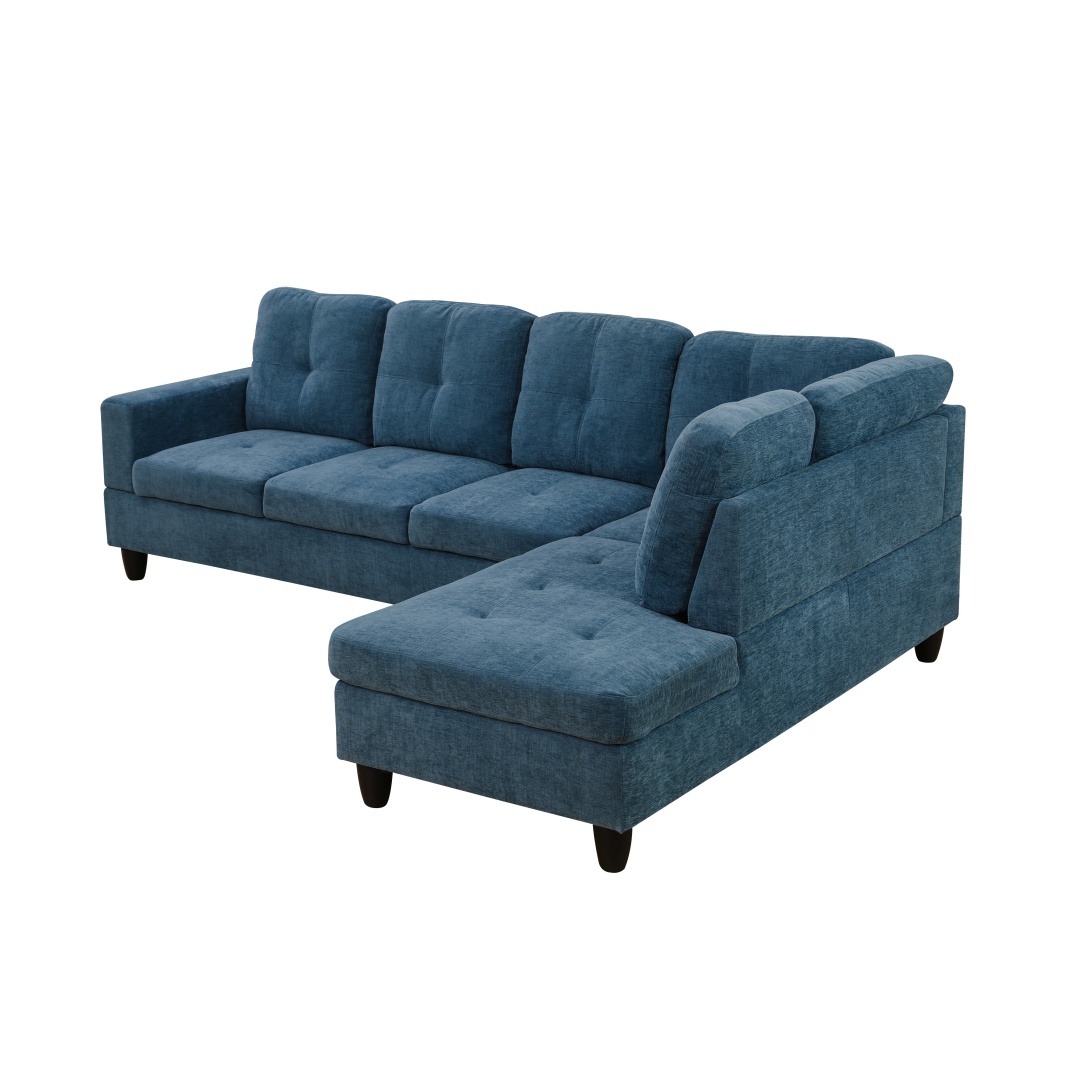 Pickup Only--Blue Flannel 3-Piece Couch Living Room Sofa Set