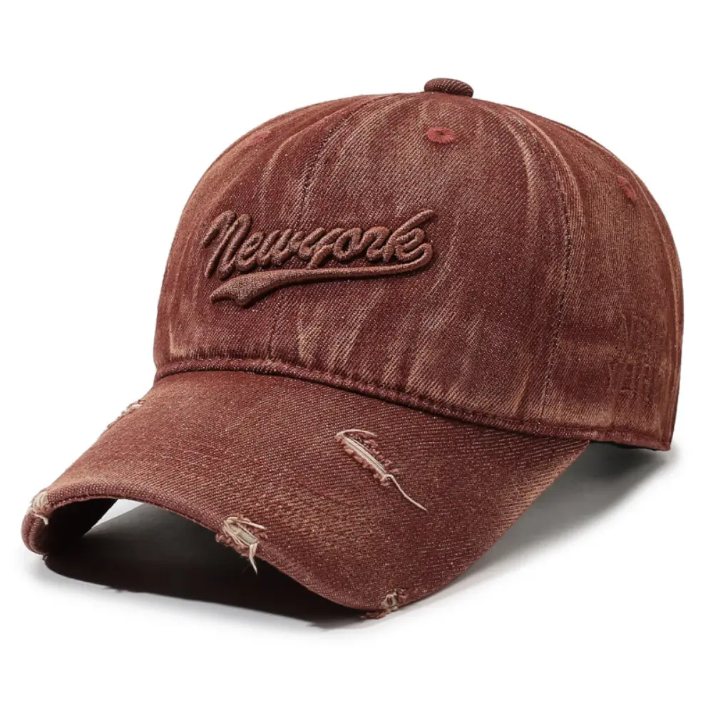 Men's And Women's Matching Solid Color Weathered Letter Embroidery Simple And Fashionable Baseball Cap Suitable For Outdoor Travel And Daily Use