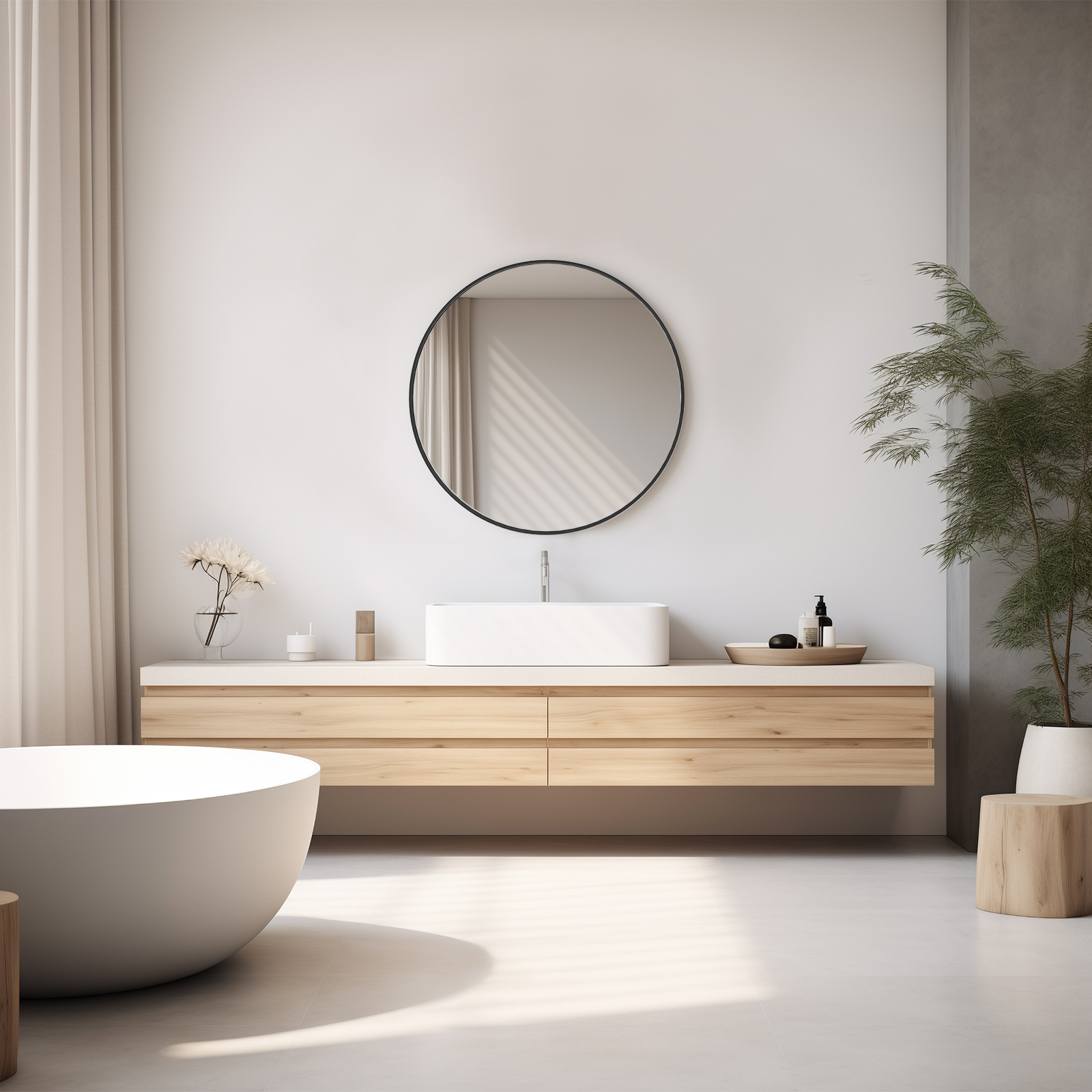 Black Circular Wall Mirror 20 Inches — foto 4