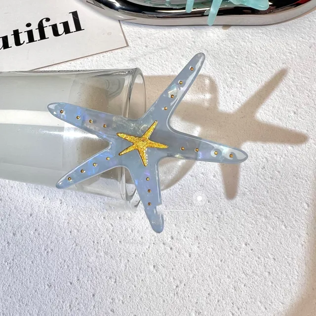 Beach Series Acetate Side Clip Starfish Conch Blue Starfish - Shop at LoveMi