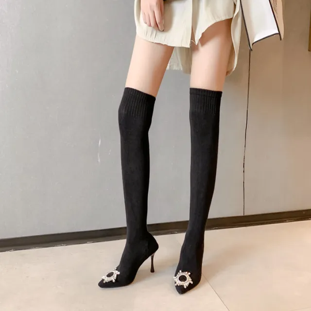 Thin Socks Boots Long Tube All match Thin Boots Over The Knee Boots Dark At Night 37 - Shop at LoveMi