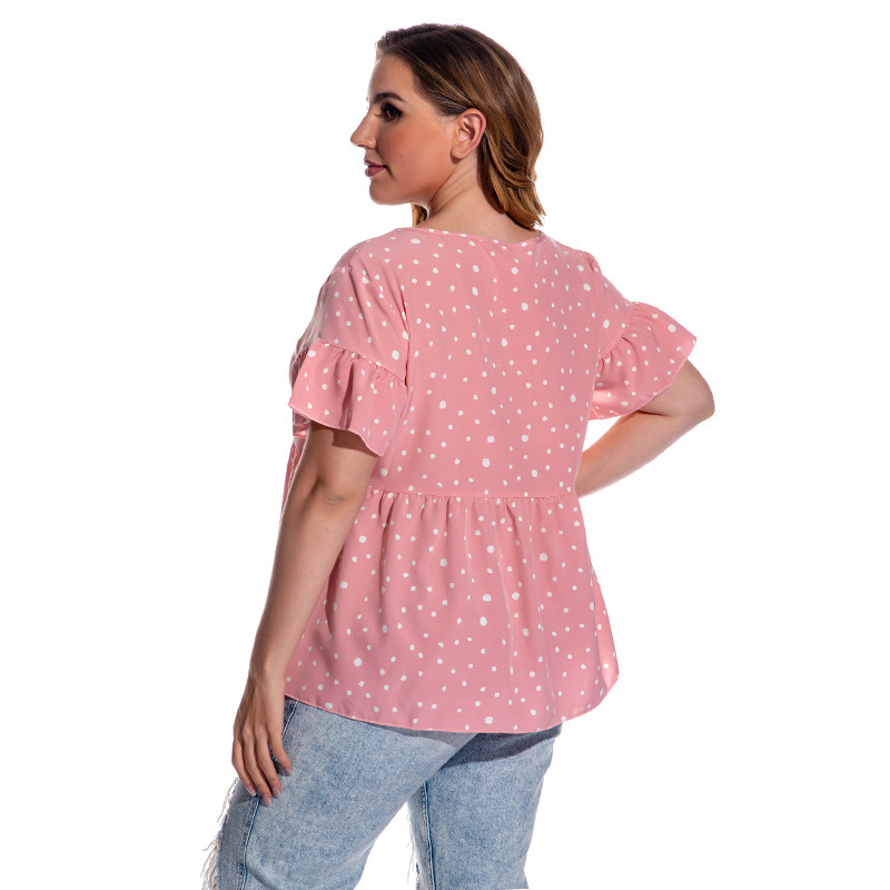 Title 8, Dot Flared Sleeve Short Sleeve Plus Size Women