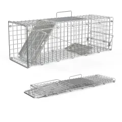 24X7.48X8.27IN Folding Humane Live Animal Trap Cages Easy To Catch And Release Foldable Cat Trap Galvanized Steel For Small Cats Squirrels Rabbits ... - View 1