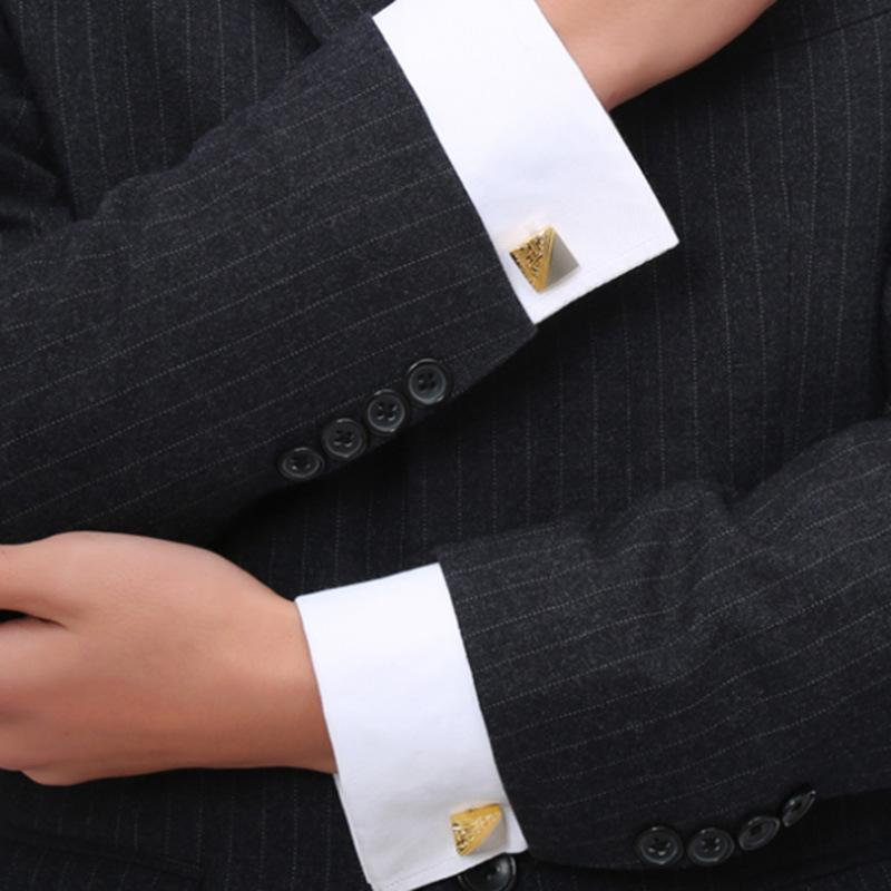 Square Pattern Gold And Silver Two-tone High Quality French Cufflink Pure Copper Metal Buttons — foto 10