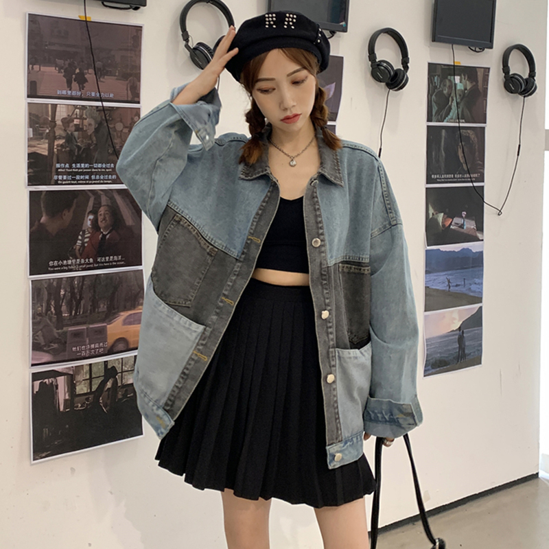 Women's Loose Panel Denim Jacket Top
