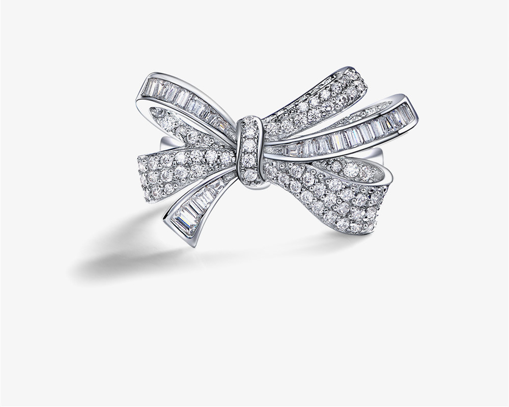 Silver Bow Ring Hand Jewelry