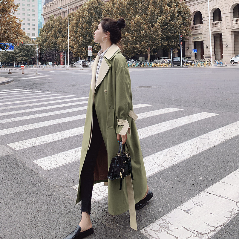 Women's Long Over the knee Windbreaker Women's Fashion Casual Jacket Green - Shop at LoveMi