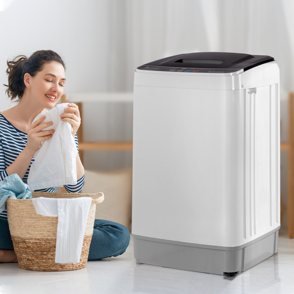 Full-Automatic Washing Machine Top Load Portable Compact Laundry Washer Spin With Drain Pump,10 Programs 8 Water Level Selections With LED Display 17.8 Lbs Capacity, Black image 28
