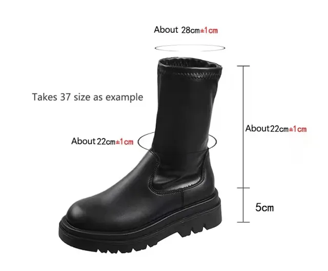 Thick Sole Knee High Boots For Women Chunky Heel Black Long Boots Leather Knight Boots Fashion Winter Shoes Short Boots Size42 - Shop at LoveMi