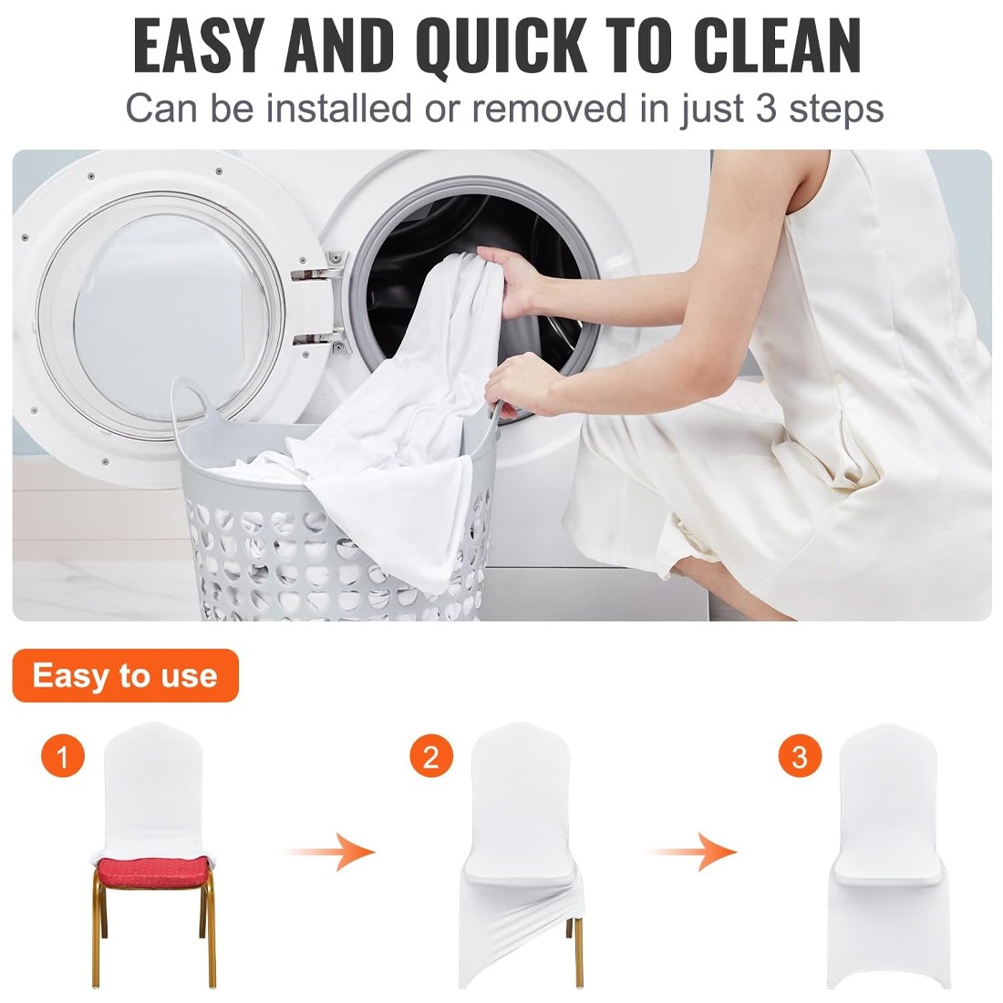 50PCS Stretch Spandex White Folding Chair Covers Gorgeous Formal Chairs — image 10