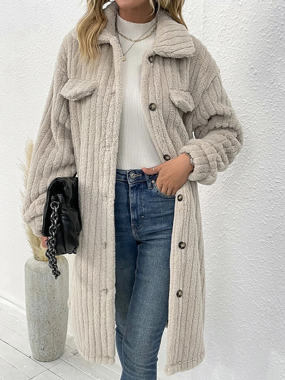 2026 New Winter Women's Fuzzy Coat, Fluffy Lapel Single-breasted Outerwear