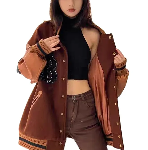Men's And Women's Loose Minority Design Coat Coffee - Shop at LoveMi