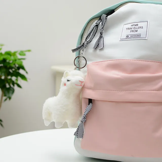 Simulation Alpaca Keychain Plush Toy Grass Mud Horse Doll Small Pendant White - Shop at LoveMi