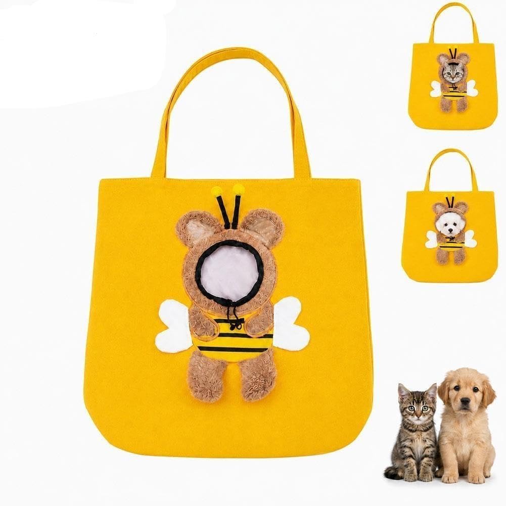 Paw Peek Bag, Breathable Pet Canvas Shoulder Carrier, Cat Dog Tote Colorful Animal Shapes Carrying Bag With Head-Out Design Adjustable Neck Small Dog Cat Carrier For Outdoor Use