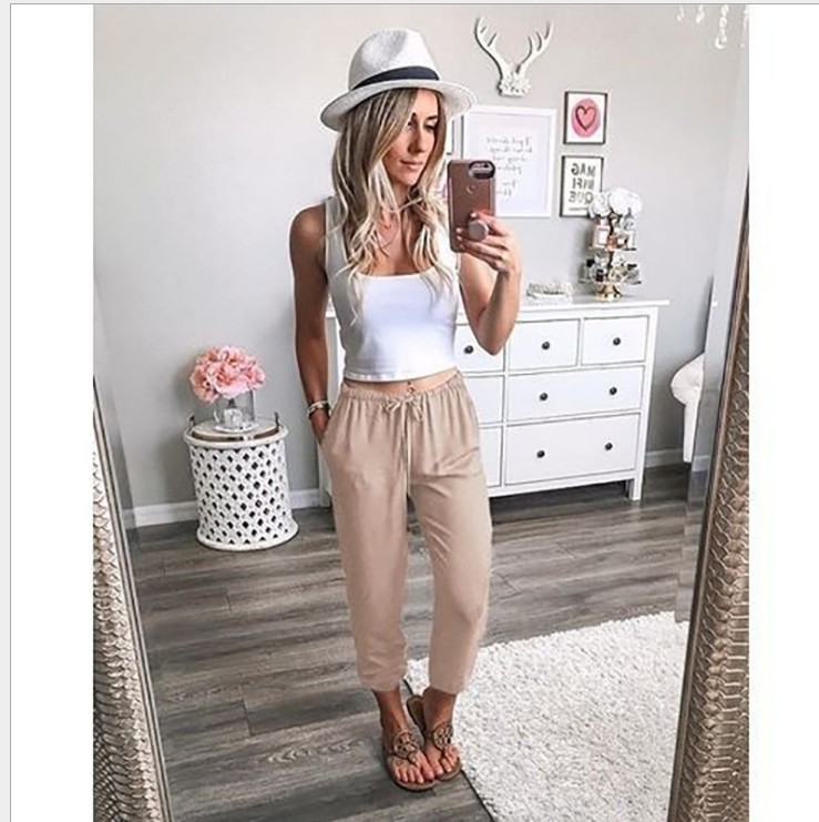 Title 4, Casual broek met lage taille, vetersluiting en ...