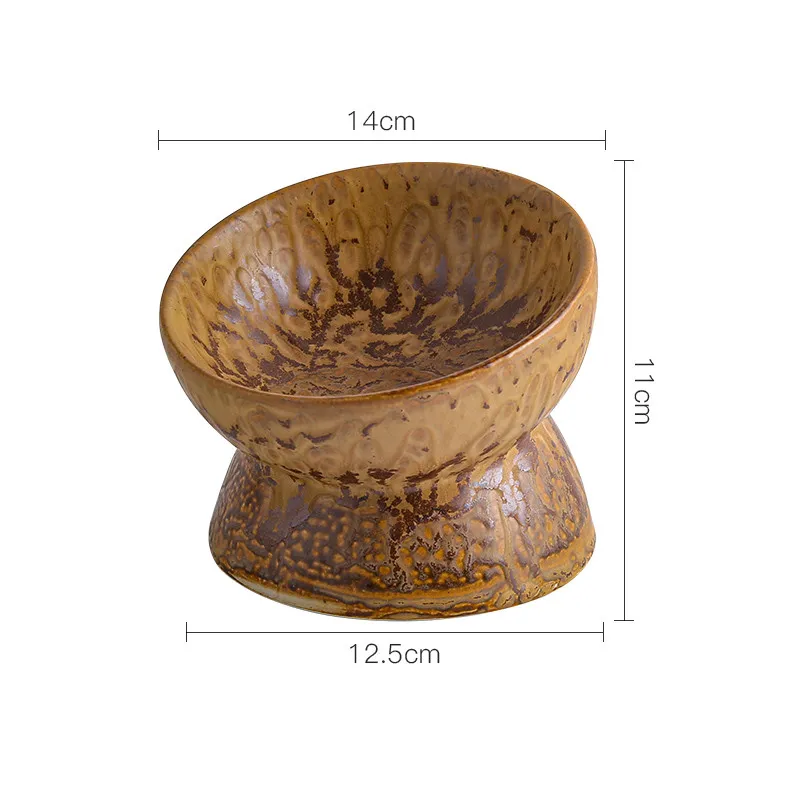 Pet Ceramic Neck Guard Cat Bowl - Leopard Print