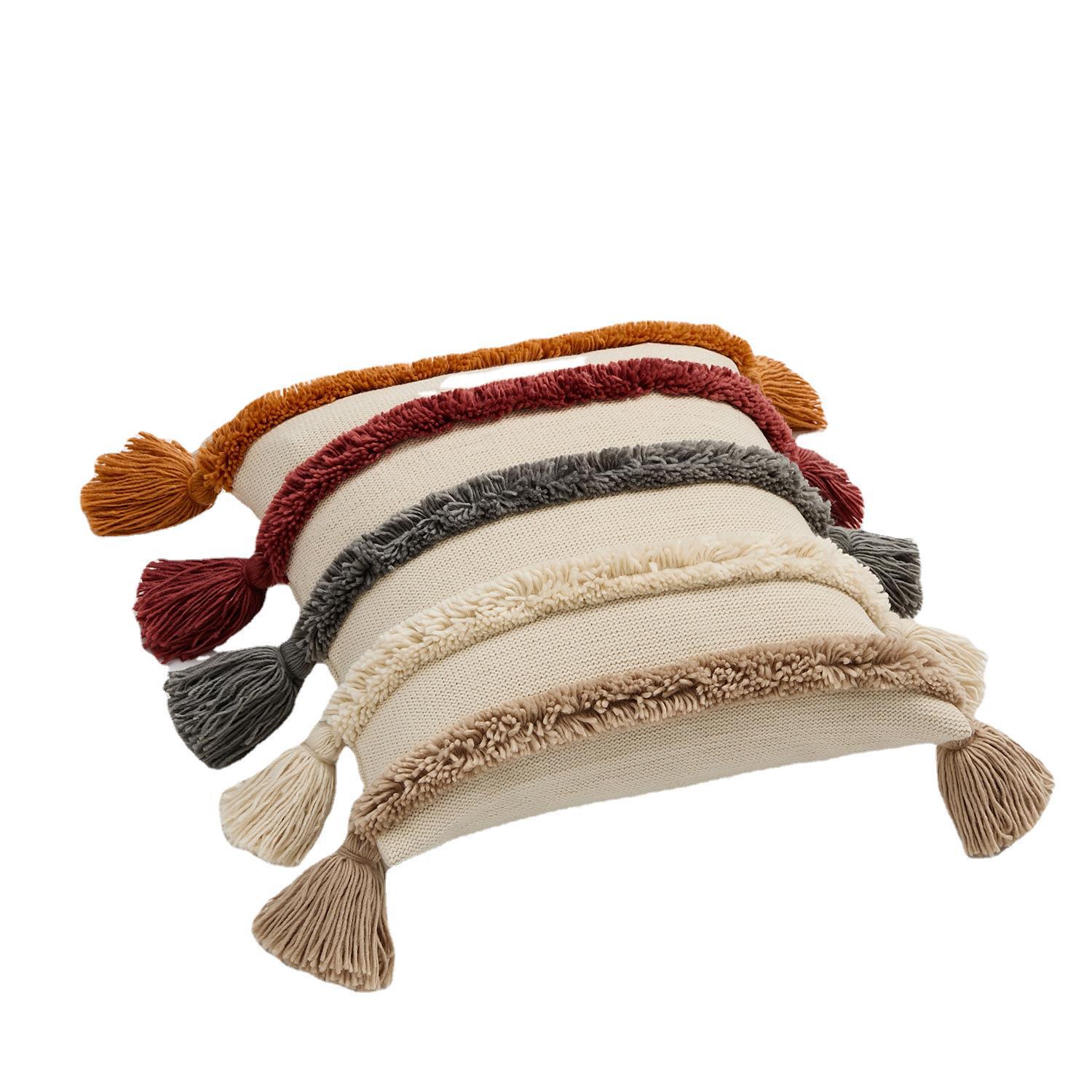 Earthy Boho Pillow Covers with Tassels