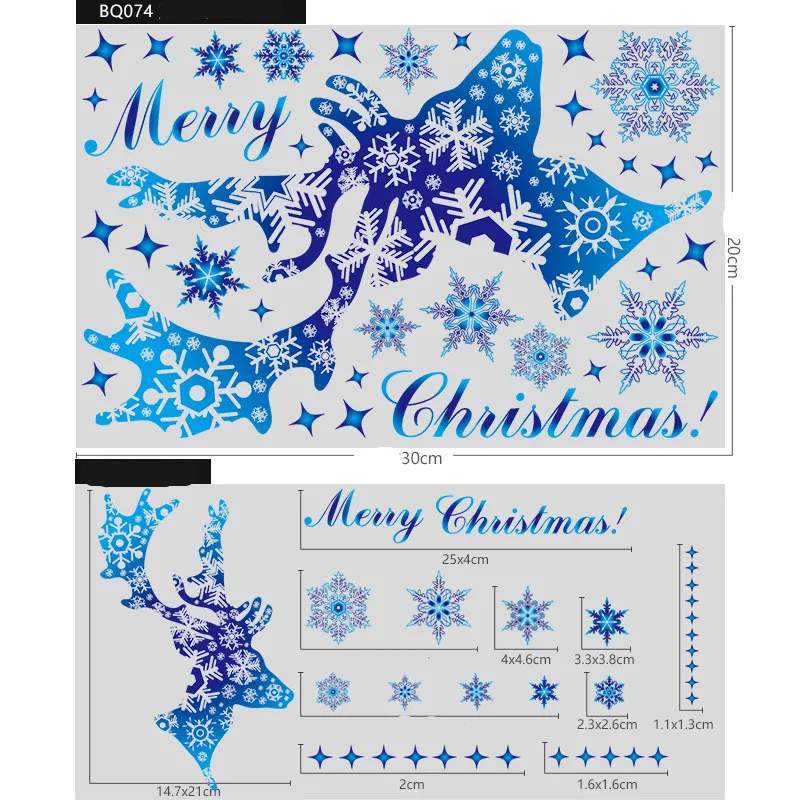 Christmas Elk Snowflake Sticker Decoration Glass Window Kids Room Christmas Wall Stickers Home Decals Decoration – image 5